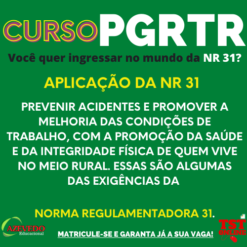 PGRTR NR31 Segurança do Trabalho Rural