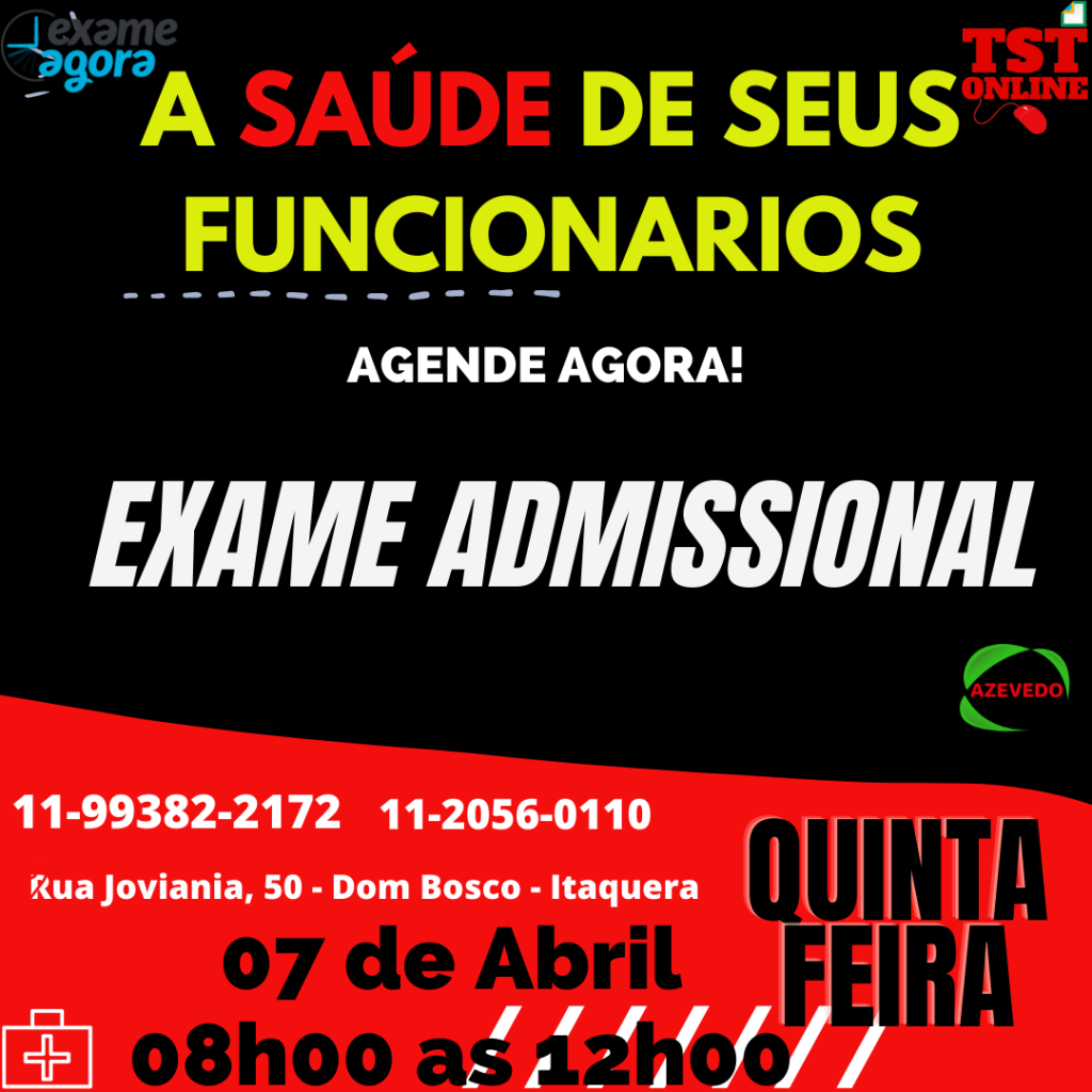 Qual o valor para fazer o exame admissional?