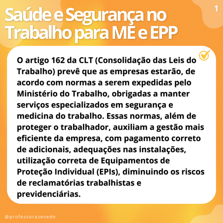Saúde e Segurança no Trabalho ME e EPP